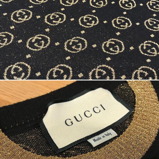 Gucci(グッチ)の新品同様 グッチ 現行 GG柄 インターロッキングG 半袖ニット XS レディースのトップス(ニット/セーター)の商品写真