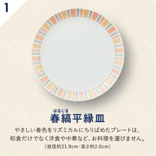 タチキチ(たち吉)の金麦　あいあい皿2021  春縞平縁皿2枚セット(食器)