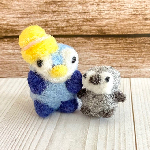 ふわふわペンギンくまちゃん 羊毛フェルト