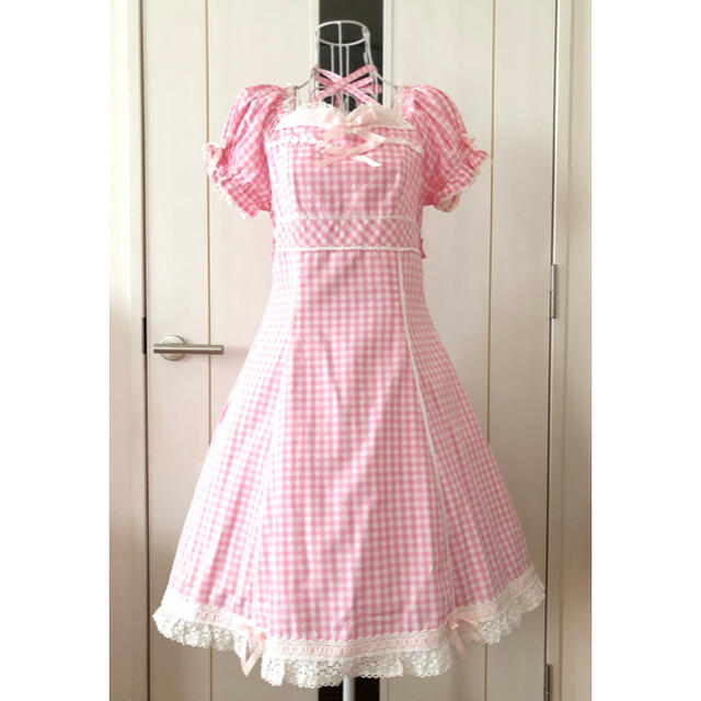 Angelic Pretty(アンジェリックプリティー)の★Angelic Pretty★ギンガムチェックホルターネックOP(ピンク) レディースのワンピース(ひざ丈ワンピース)の商品写真