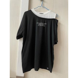 アベイル(Avail)のアベイル肩出しバイカラーロゴプリントカットソー*Tシャツ*Aveil  (Tシャツ(半袖/袖なし))