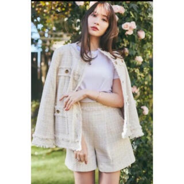 ジャケット herlipto Cotton-blendBleltedtweedJacketの通販 by えひえりえり's shop|ラクマ ったはいい