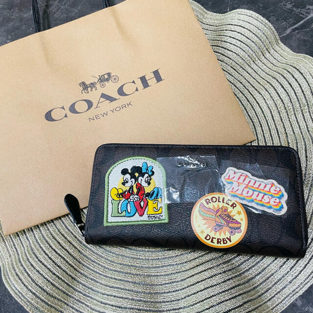 《 新品未使用 》coach Disney 長財布 ミッキー 保存袋 紙袋付き