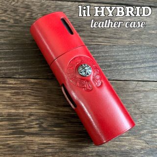 lil HYBRID リルハイブリッド レザーケース　赤　クロス(タバコグッズ)