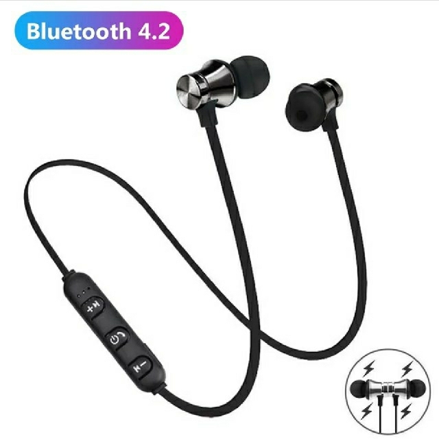 磁気XT-11 BluetoothイヤホンV4.2ステレオスポーツ防水イヤフォン スマホ/家電/カメラのオーディオ機器(ヘッドフォン/イヤフォン)の商品写真