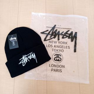 ステューシー(STUSSY)の【数量限定】stussy ステューシー ニット帽 ブラック(ニット帽/ビーニー)