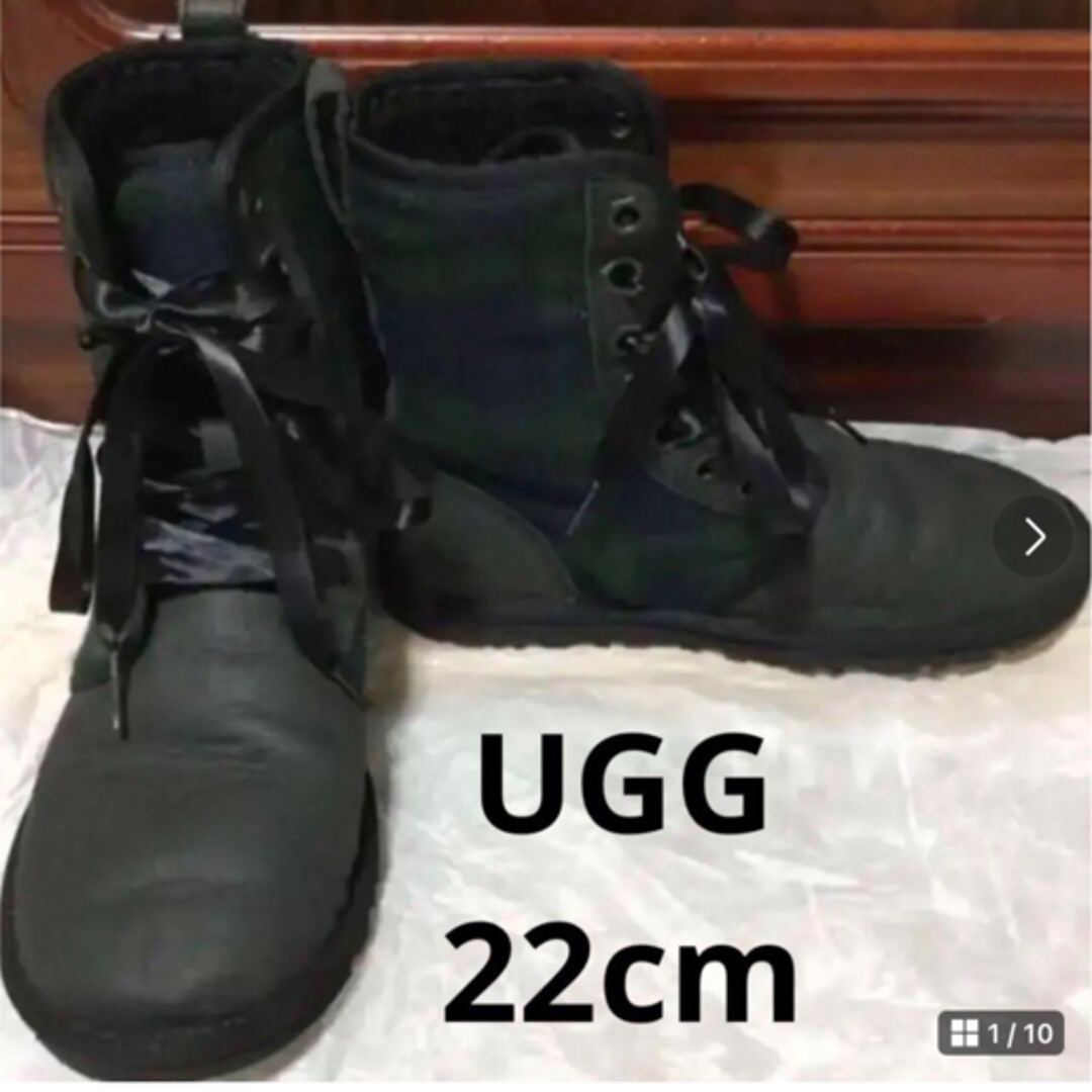 UGG - 値下げ¥6666→¥6333 UGG アグ リボン チェック ブーツ 22cmの ...