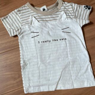 サイズ95白猫ちゃんTシャツ(Tシャツ/カットソー)