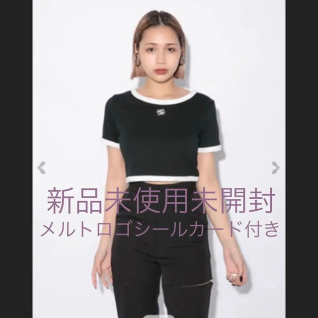 Bubbles(バブルス)のmelt the lady mm クロップドトリムTシャツ　ブラック レディースのトップス(Tシャツ(半袖/袖なし))の商品写真