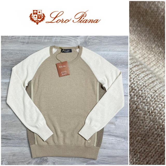 LORO PIANA(ロロピアーナ)のD23★新品★ベビーカシミヤ100% ロロピアーナ レザー装飾ニット 40 レディースのトップス(ニット/セーター)の商品写真