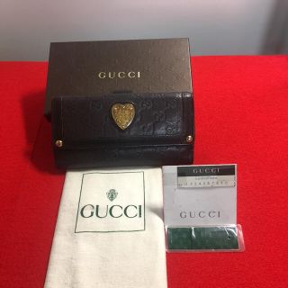 グッチ(Gucci)の【美品】グッチ ハート クレスト シマシマ　Wホック長財布 本革 ブラウン(長財布)