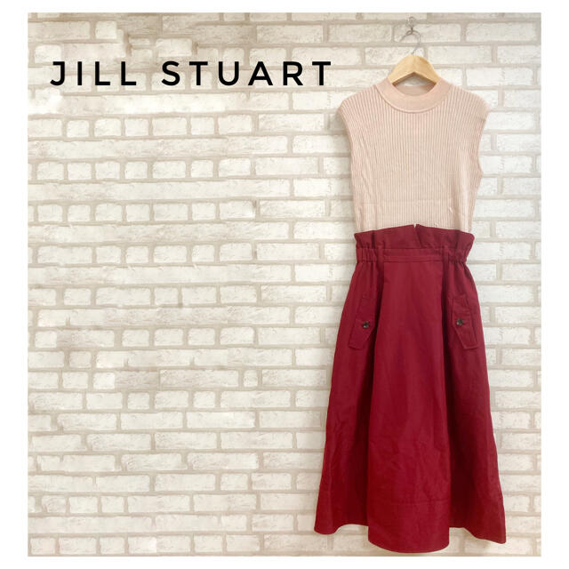 JILLSTUART(ジルスチュアート)のJILL STUART レディース ワンピース FREE 赤 ベージュ レディースのワンピース(ひざ丈ワンピース)の商品写真
