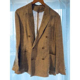 CABaN メランジリネン ダブルブレストジャケット ベージュ Sサイズ