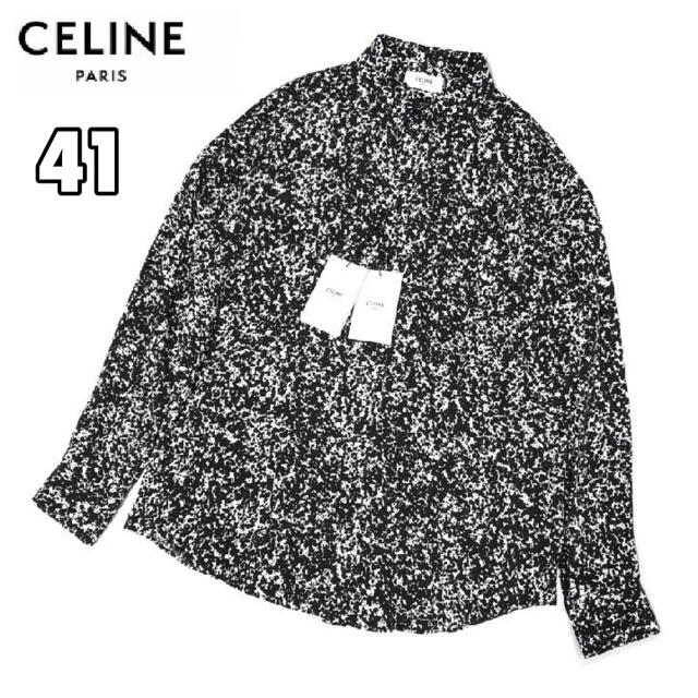 41素材新品 CELINE セリーヌ マーブル 総柄 シャツ 41 国内正規