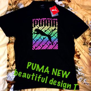 プーマ(PUMA)の今期1番カッコいい‼️ PUMA 鮮やかなマルチカラーグラデーション黒T L(Tシャツ/カットソー(半袖/袖なし))