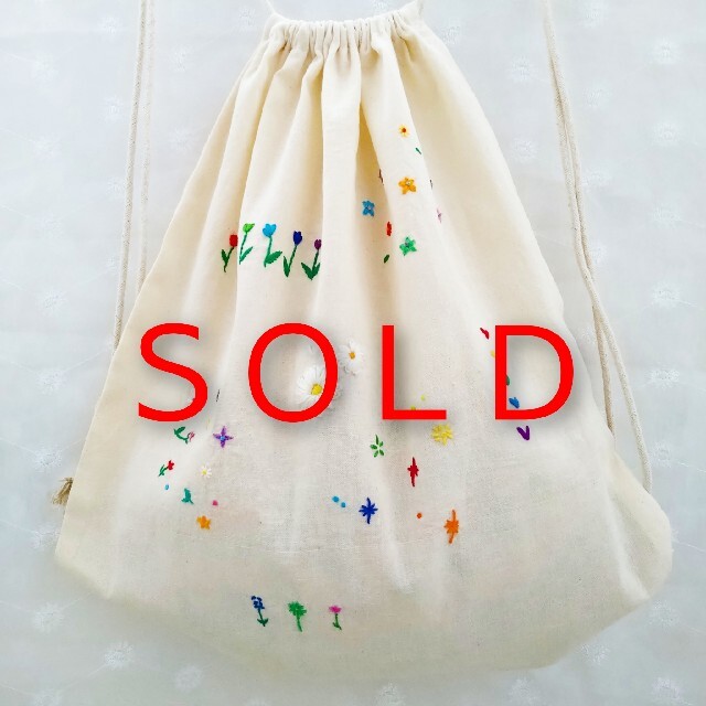 激安商品 ハンドメイド 手刺繍 花刺繍 ナップサック リュック バッグ ...
