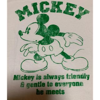 ディズニー(Disney)のDisney ミッキーマウス　Tシャツ　M 白　緑　ディズニー　ミッキーオールド(Tシャツ/カットソー(半袖/袖なし))