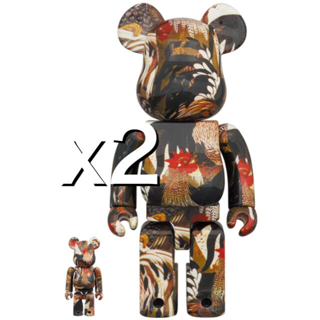 BE@RBRICK 伊藤若冲「群鶏図」100% ＆ 400% ベアブリック-