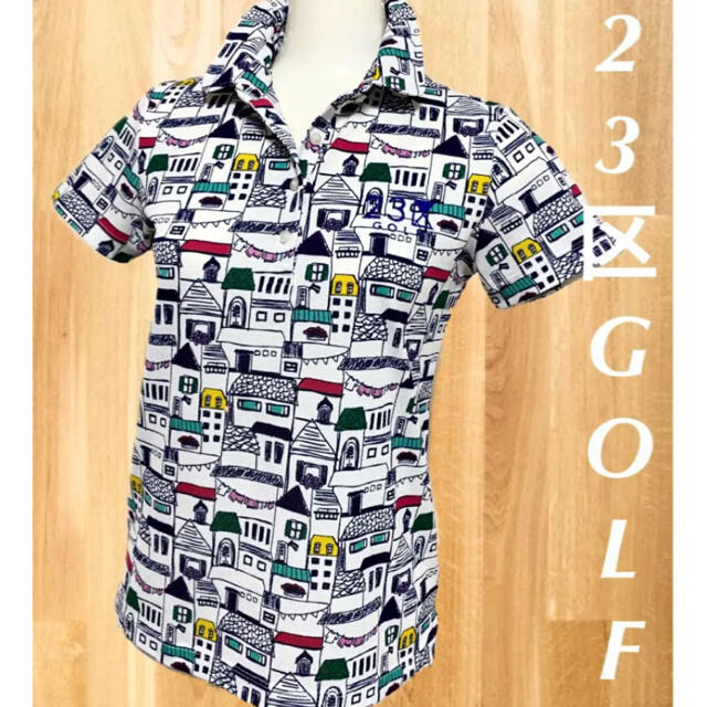 美品⛳️23区ゴルフ  総柄　半袖ポロシャツ　レディース　ゴルフウェア