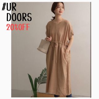 アーバンリサーチドアーズ(URBAN RESEARCH DOORS)の★新品未使用タグ付き★UR DOORS＊リネンウエストギャザーVネックワンピース(ロングワンピース/マキシワンピース)