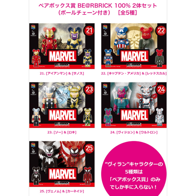 MARVEL - 7/24 発売ハッピーくじマーベル「BE@RBRICK」1ロット一番くじ ...