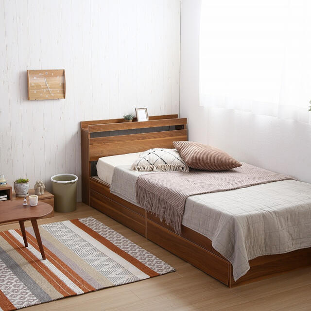 【シングル】Pluto 収納付きベッド（マットレス付き） インテリア/住まい/日用品のベッド/マットレス(シングルベッド)の商品写真