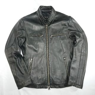 バーバリーブラックレーベル(BURBERRY BLACK LABEL)のバーバリー ブラックレーベル レザー ライダース ジャケット M ブラック 羊革(ライダースジャケット)