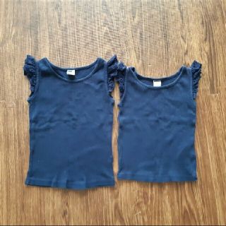 ベビーギャップ(babyGAP)のBaby GAPベビーギャップフリル袖リブカットソー　ネイビーsize80.90(タンクトップ/キャミソール)