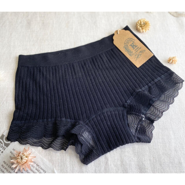 ❤︎シームレス リブ編み ブラ&ショーツ❤︎ セットアップフリーサイズ　黒　新品 レディースの下着/アンダーウェア(ブラ&ショーツセット)の商品写真