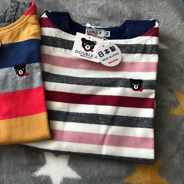 mikihouse(ミキハウス)の専用　新品★100★ダブルB★ボーダーロンT キッズ/ベビー/マタニティのキッズ服男の子用(90cm~)(Tシャツ/カットソー)の商品写真