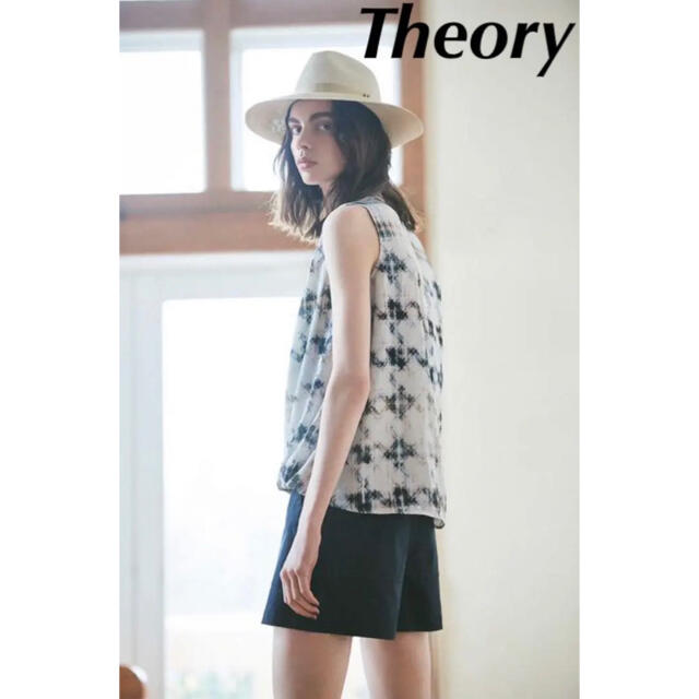 theory(セオリー)のセオリー Theory イカットプリント オーバーラップトップ ノースリーブ レディースのトップス(シャツ/ブラウス(半袖/袖なし))の商品写真