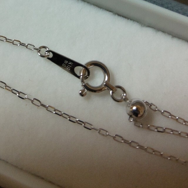 k18WG 本真珠ピンスルーチェーンネックレス 約45cm レディースのアクセサリー(ネックレス)の商品写真