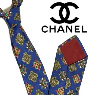 シャネル(CHANEL)のCHANEL ネクタイ　ネイビー　総柄　高級シルク　ココマーク(ネクタイ)