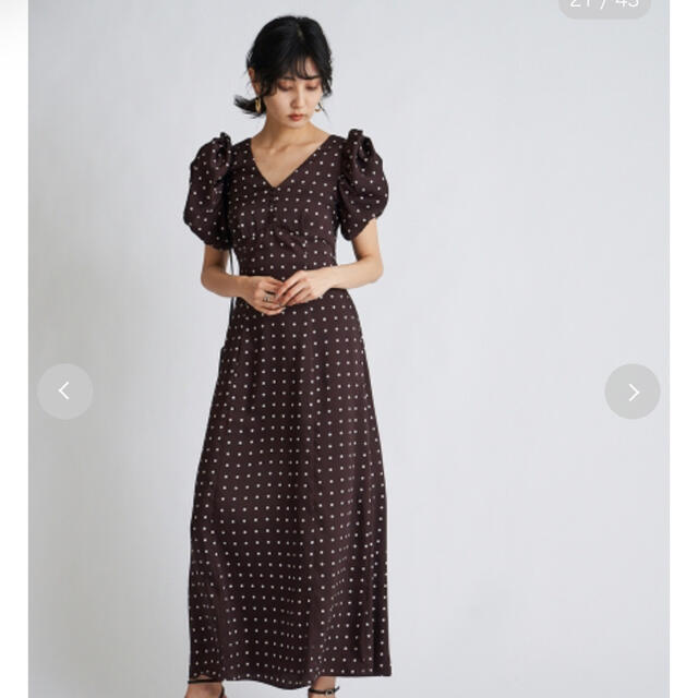 SNIDEL Sustainableギャザーパフスリーブドットワンピース SNIDEL Sustainableギャザーパフスリーブドットワンピース