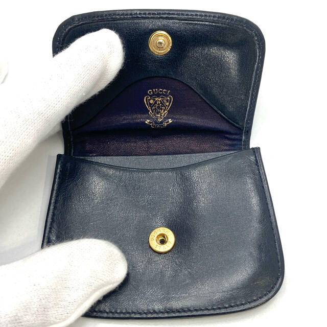Gucci - 美品 GUCCI オールドグッチ 小銭入れ コインケース ネイビー