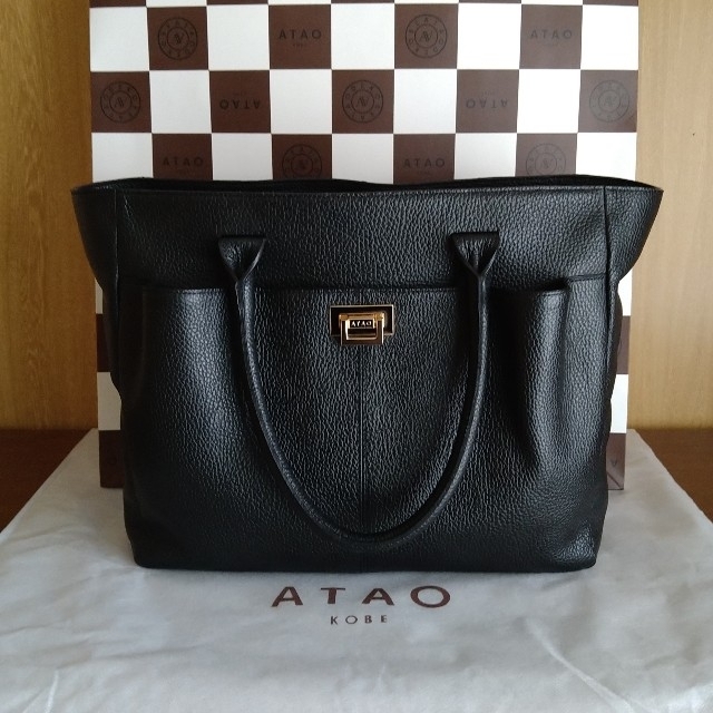 美品 アタオ ATAO トートバッグ - レザー 黒 バッグ 2way