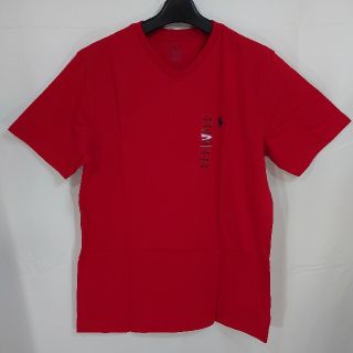 ポロラルフローレン(POLO RALPH LAUREN)の【M】ポロラルフローレン VネックTシャツ ポニーロゴ刺繍/赤(Tシャツ/カットソー(半袖/袖なし))