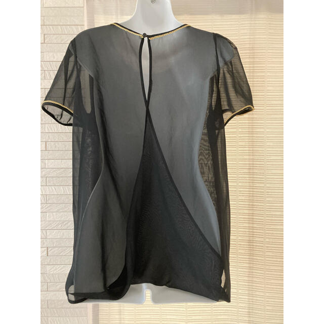 GU(ジーユー)のGU シフォン　半袖ブラウス　黒　サイズL レディースのトップス(シャツ/ブラウス(半袖/袖なし))の商品写真