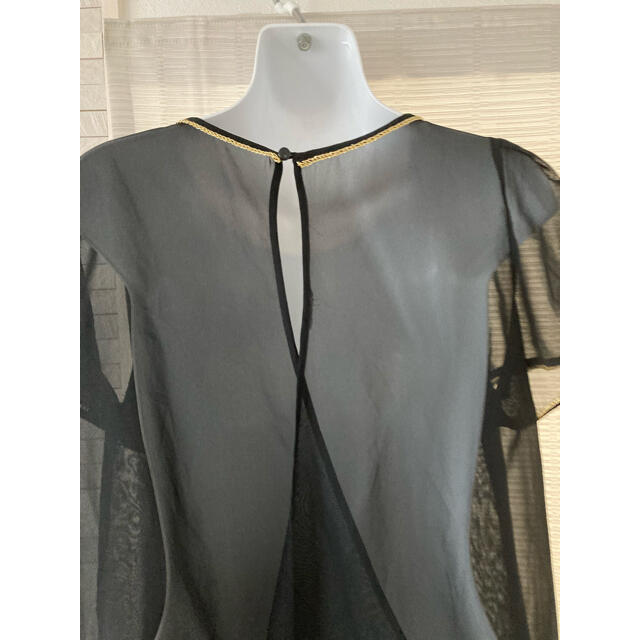 GU(ジーユー)のGU シフォン　半袖ブラウス　黒　サイズL レディースのトップス(シャツ/ブラウス(半袖/袖なし))の商品写真