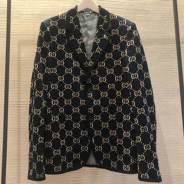 Gucci(グッチ)のGUCCI グッチ  GGジャガード　総柄　総ロゴ　テーラードジャケット　44 メンズのジャケット/アウター(テーラードジャケット)の商品写真