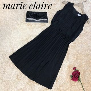 マリクレール(Marie Claire)のちょっと訳あり♦マリ クレール プリーツ ノースリーブ ワンピース 黒 M(ひざ丈ワンピース)