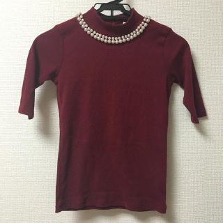 プロポーションボディドレッシング(PROPORTION BODY DRESSING)のボルドーパールつきカットソー(カットソー(長袖/七分))