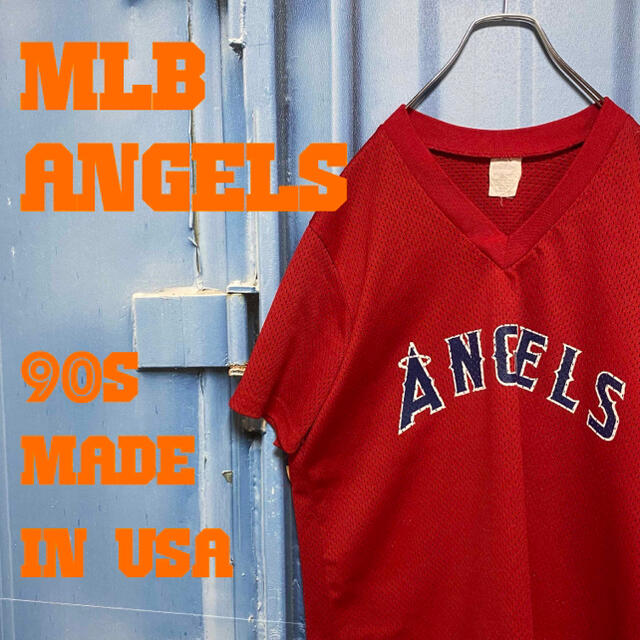 USA製 90s MLB エンジェルス ゲームシャツ vintage 古着-