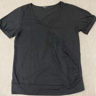 ディーエイチシー(DHC)のDHC カシュクールカットソー　黒　Tシャツ(カットソー(半袖/袖なし))