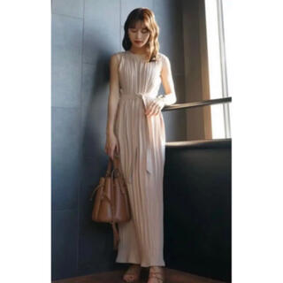 L'Or  Belted Pleats Dress ベージュ(ロングワンピース/マキシワンピース)