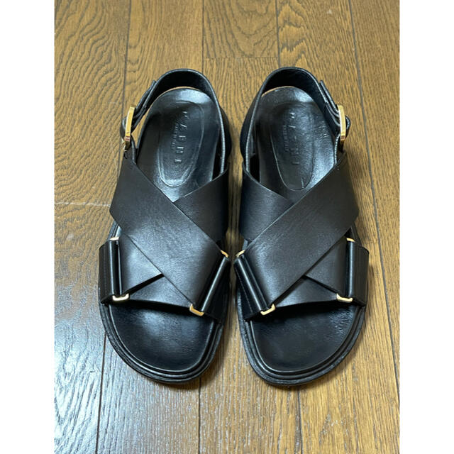 MARNI マルニ フスベットサンダル クロスサンダル 38 ブラック- MARNI マルニ フスベットサンダル クロスサンダル 38 ブラック-