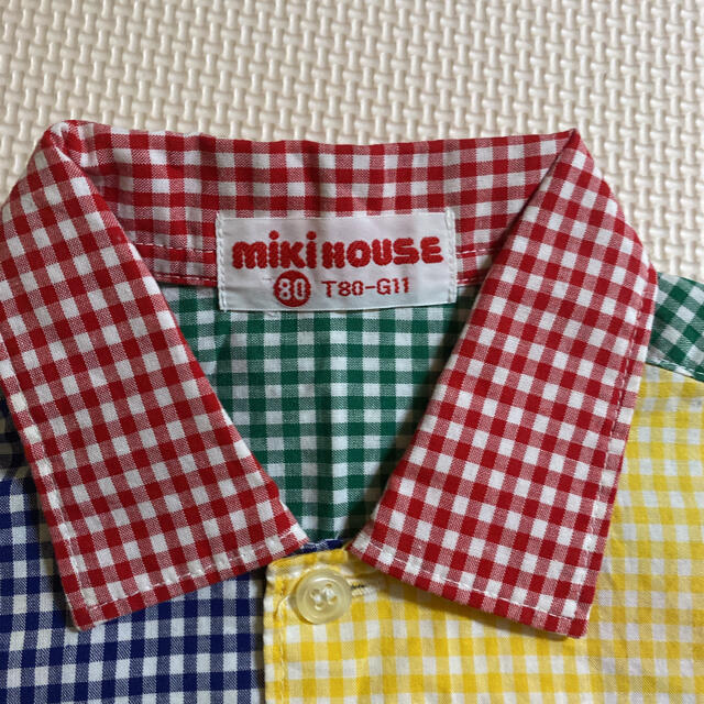 mikihouse(ミキハウス)の【美品】　ミキハウス チェックシャツ　80 レトロ キッズ/ベビー/マタニティのベビー服(~85cm)(シャツ/カットソー)の商品写真