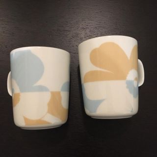 マリメッコ(marimekko)のマリメッコ ウニッコ バイカラー ブルー ベージュ ペアマグ マグカップ (グラス/カップ)