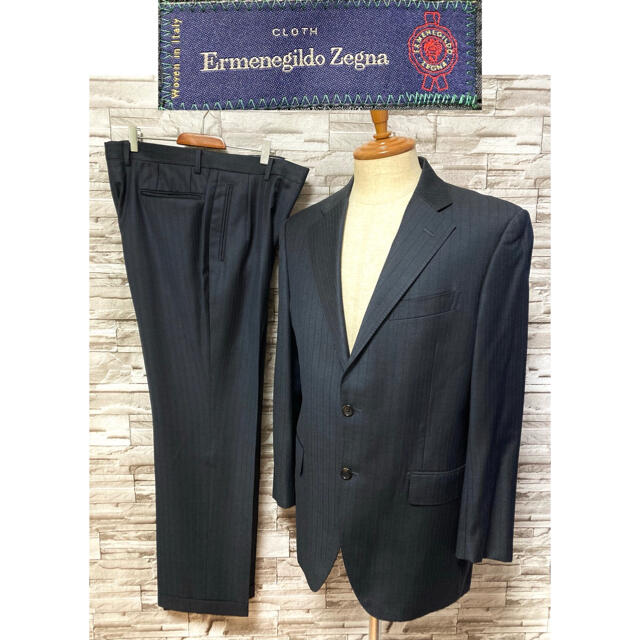 ゼニア　Zegna セットアップ スーツ ネイビー ストライプ 美品