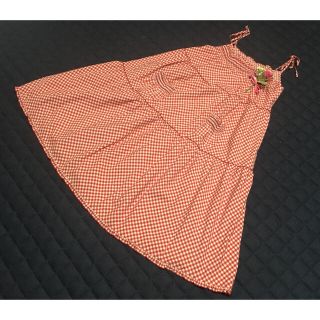 ピンクハウス(PINK HOUSE)のピンクハウススモッキング刺繍ワンピースギンガムチェック赤(ロングワンピース/マキシワンピース)